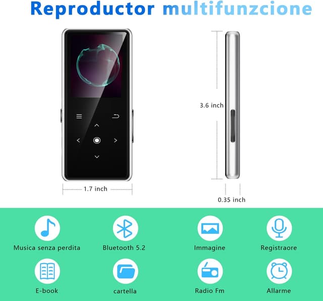 Thumbnail 6 de Lettore MP3 Bluetooth 5.2 64 GB AiMoonsa