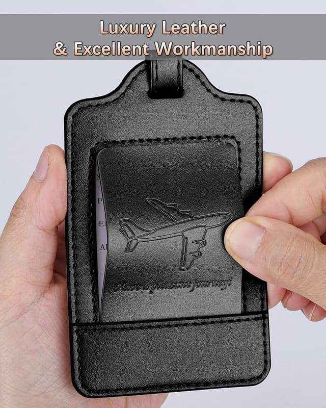 Thumbnail 6 de Teskyer 3 Pack PU Leather Luggage Tags with Name ID Card