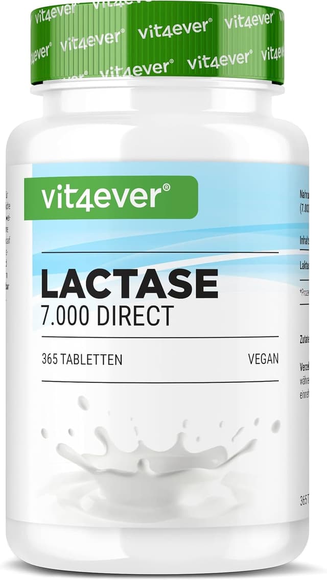 Detalle de Laktase 7.000-365 Tabletten mit Sofortwirkung (7.000 FCC-Einheiten) – für Laktoseintoleranz, vegan