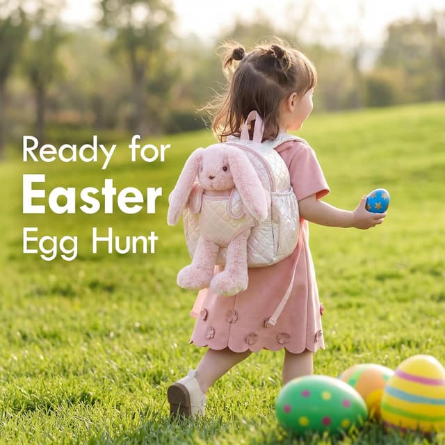 Detalle de Moonkie Hug & Go™ Bunny Toddler Backpack (Soft Plush Bag with Detachable Toy) for Girls Ages 2–4