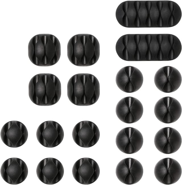 Detalle de URAQT Cable Clips Holders (20 pcs) for Desktop & Home Office Cable Management, Black