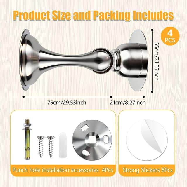 Detalle de lompyeu Türstopper (4 Stück) – magnetisch aus Edelstahl für Boden-, Wand- oder Klebemontage