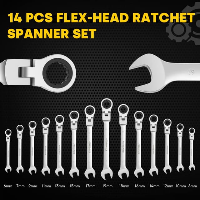 Thumbnail 1 de Enventor 14Pcs Flex-Head Ratchet Spanner Set