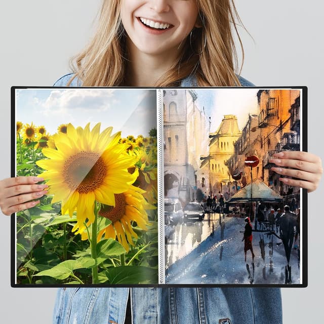 Detalle 2 de A3 Display Book Folder (Black) – 40 Pocket A3 Presentation Portfolio with Clear Plastic Sleeves