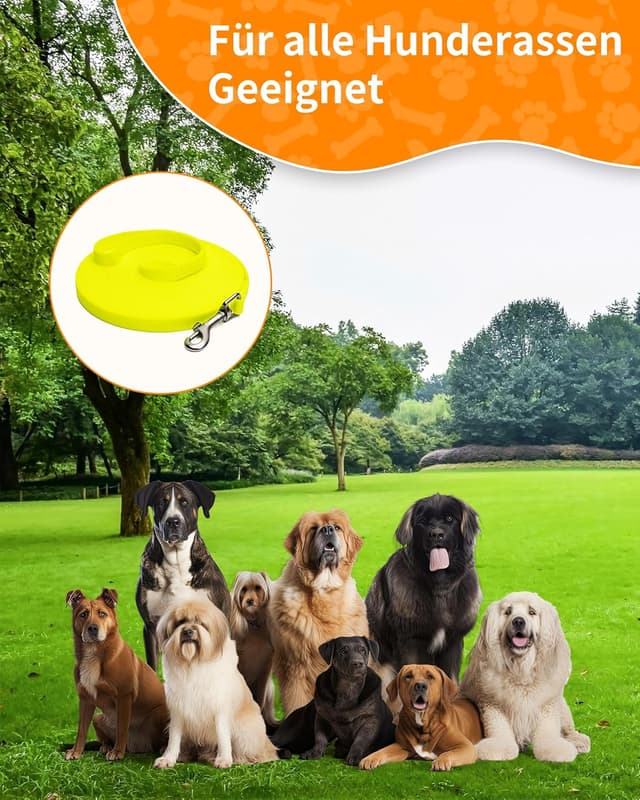 Detalle de Toozey Wasserdicht Schleppleine für Hunde mit Handschlaufe & Karabiner (Neon Gelb) – 5 bis 20 m