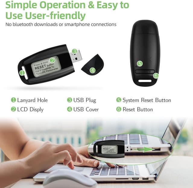 Detalle de Flintronic pedometro contapassi da passeggio con sensore 3D a 3 assi e clip, portatile per bambini e fitness uomo/donna/anziani