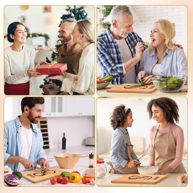 Detalle de Wzczf graviertes Bambus-Schneidebrett als Einzugsgeschenk für Frauen (S) – personalisiertes Küchen-Geschenk mit Monogramm