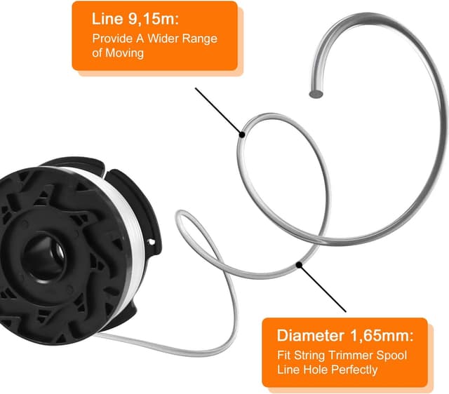 Detalle de Uchidodo Strimmer Spool for Black and Decker – 6 replacement spools, 30 ft line (0.065 in) with cover and spring