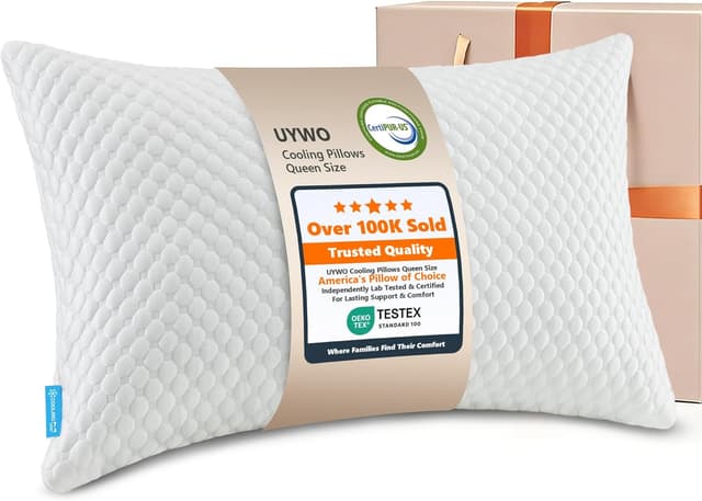 Thumbnail 6 de UYWO Cooling Pillows Queen Size (Set of 2) — Memory Foam Adjustable Cooling Pillows with Dual-Temp Covers