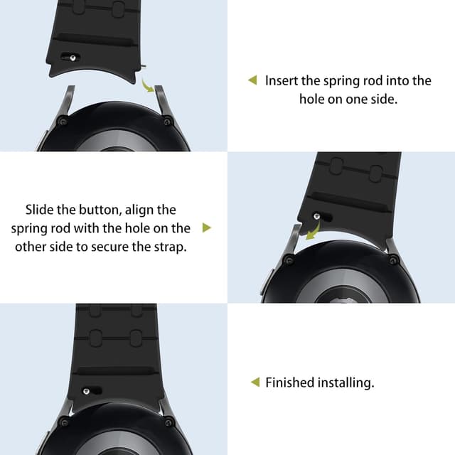 Detalle de Amizee No Gap Magnetic Silicone Strap for Samsung Galaxy Watch (20mm) — Black