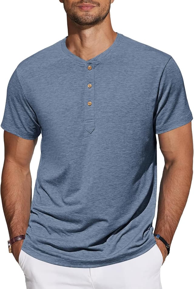 Detalle de TARAINYA Henley Shirt Herren aus Baumwolle mit 3-Knopfleiste (M-4XL)