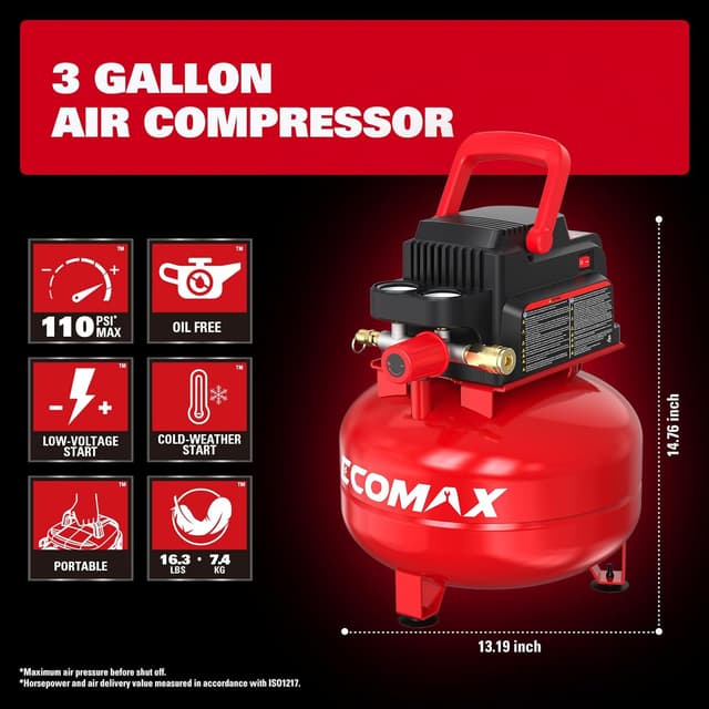 Thumbnail 2 de ECOMAX Air Compressor 3 gal portable