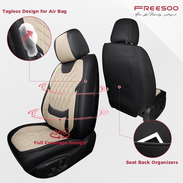 Detalle 2 de FREESOO Leather Car Seat Covers Full Set