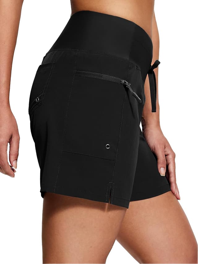 Detalle de ISEEGZ Women’s High Waisted Swim Board Shorts (5"/9") with Liner, UPF 50+, Zipper Pockets