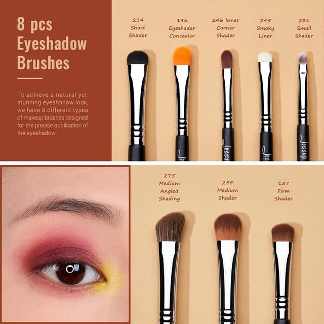 Detalle de Jessup Pinceaux Maquillage Yeux 28 pièces : fards, estompage, eyeliner et sourcils