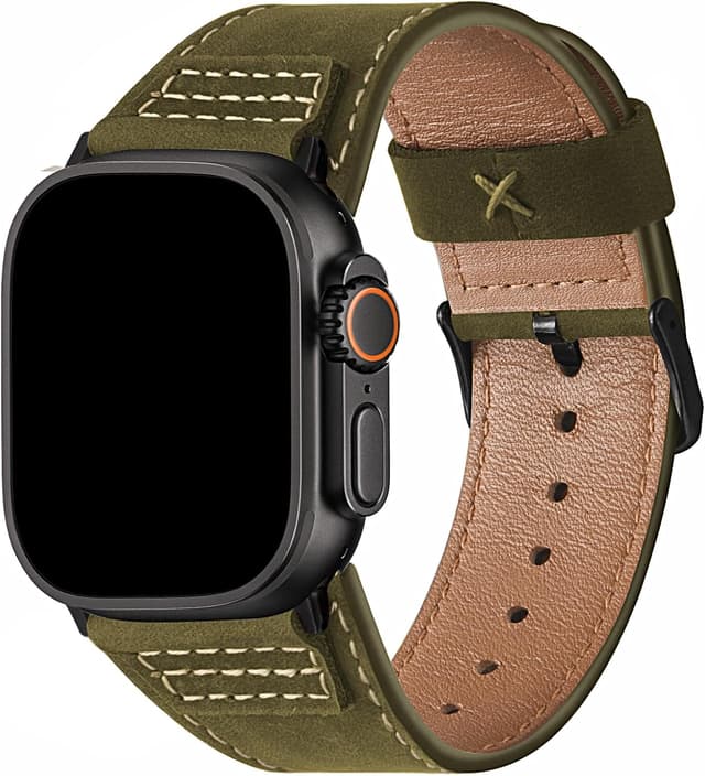 Detalle de Wristitani cinturino in pelle vintage per Apple Watch (44/45/42/38/41/40/49 mm) per Uomo e Donna