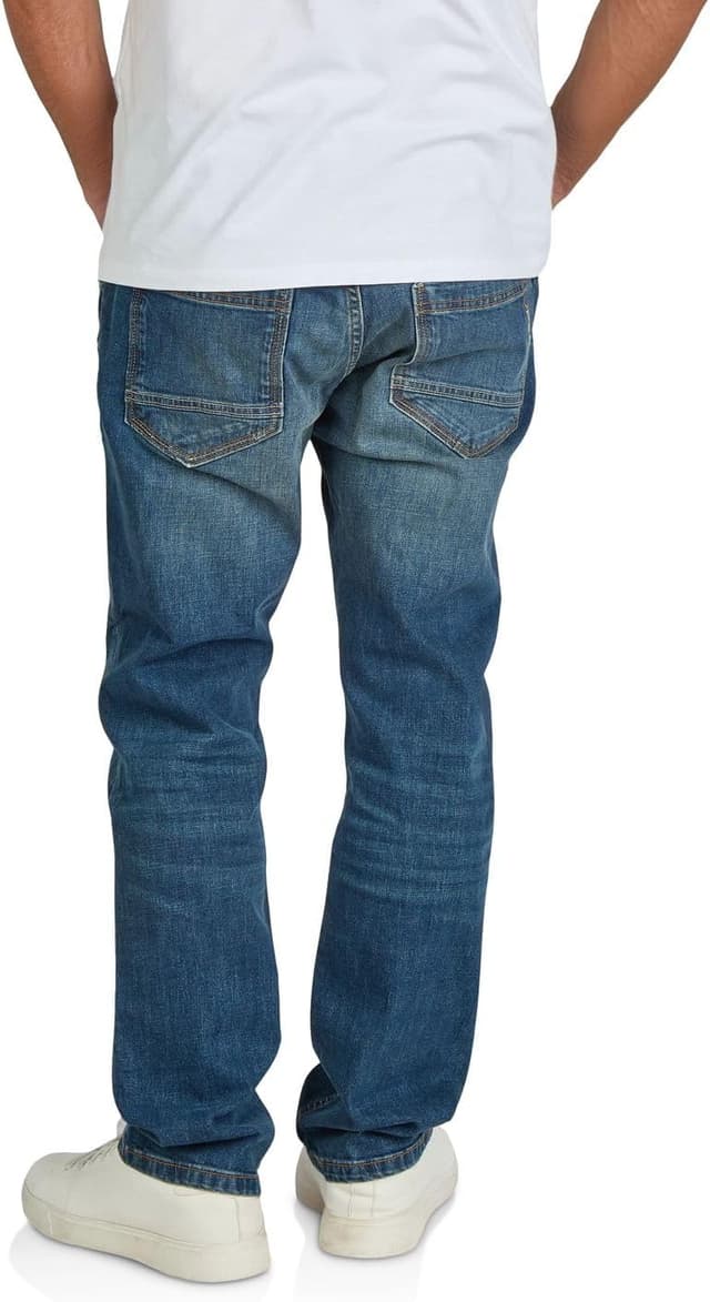 Detalle 2 de TOM TAILOR Herren Stretch Straight Fit Marvin Jeanshose (Jeans Denim Blau/Schwarz) – Größen 30 bis 42