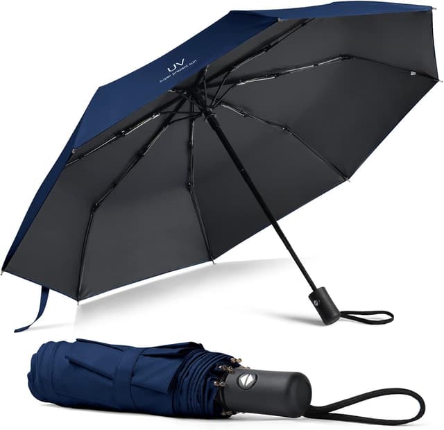 Imagen de Vicloon Regenschirm Taschenschirm Auf Zu Automatik Marineblau en OfertitasTOP