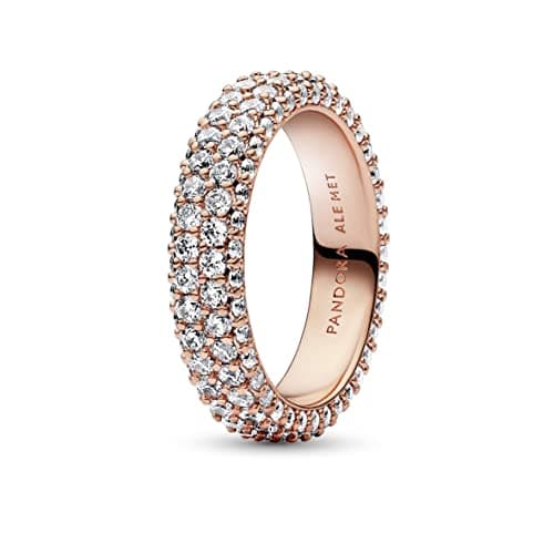 Detalle de Pandora Timeless Anillo doble pavé oro rosa 14K, talla 54 💍