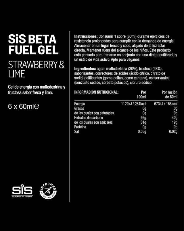 Thumbnail 4 de Science in Sport Beta Fuel Gel 🚴♂️ Energía Fresa y Lima 6 Pack