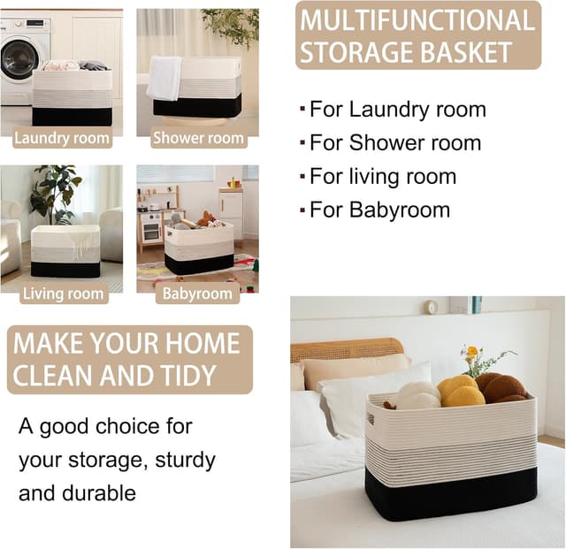 Thumbnail 3 de OIAHOMY 108L Cotton Rope Storage Basket 25"x16"