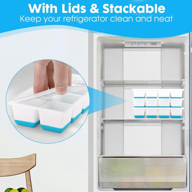 Detalle de Sinnsally Silikon-Eiswürfelform im 3er-Set mit Deckel für große Kugel-Eiswürfel (Blau)