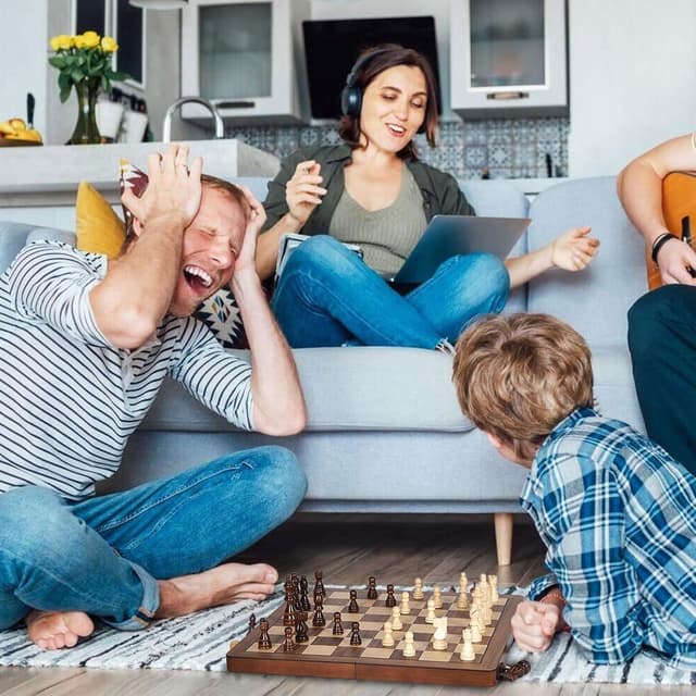 Detalle de ELONGDI 15" Wooden Chess Set with Magnetic Pieces ♟