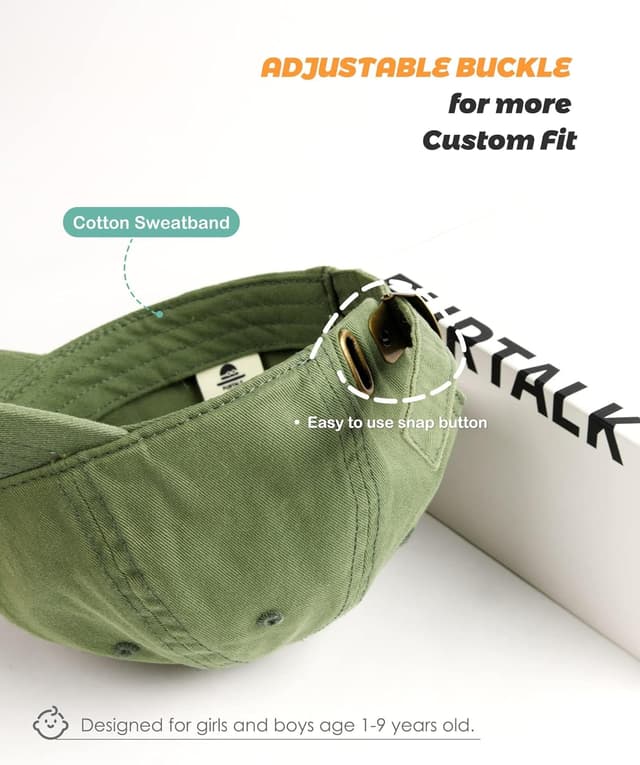Detalle de FURTALK UV-Schutz Basecap für Kinder (Unisex) aus Baumwolle mit verstellbarem Verschluss