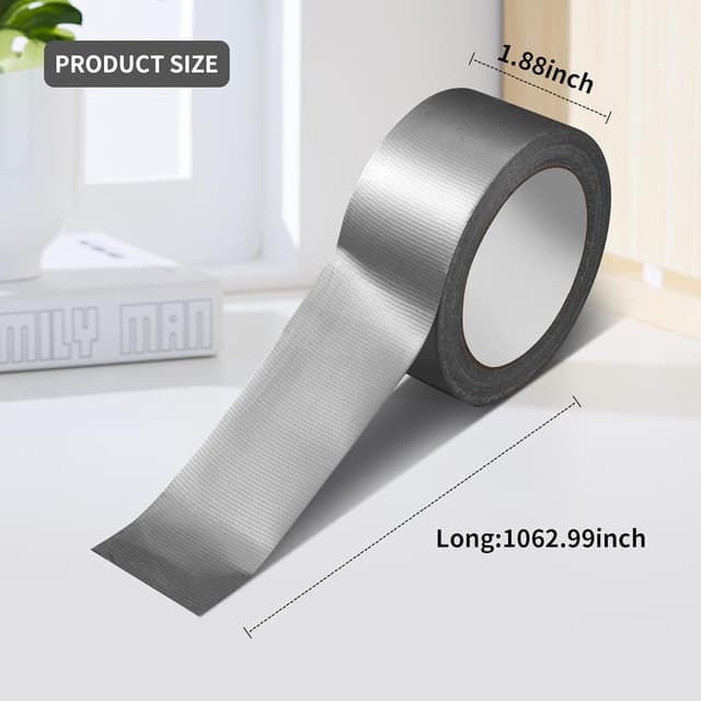 Detalle de Nuangoo ruban adhésif imperméable robuste 2 rouleaux (48 mm x 27 m) en argent