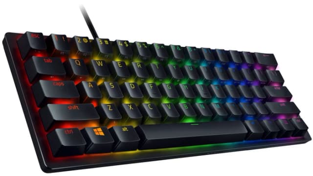 Detalle de Razer Huntsman Mini Gaming-Tastatur (QWERTZ) Schwarz mit optischen Purple Switches