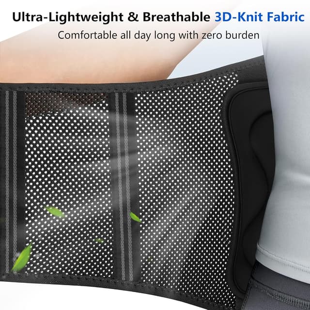 Detalle de Aollop back support belt for lower back pain with removable 3D lumbar pad (Black, unisex)