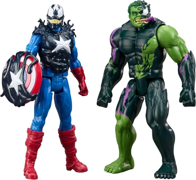 Detalle de Hasbro Marvel Avengers VenomVersus Titan Hero Series: action figure Captain America e Hulk “venomizzati”