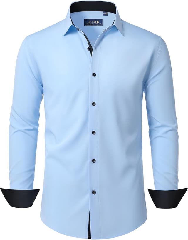 Detalle 2 de J.VER Herren Hemd Langarm Stretch – Regular Fit Businesshemd für Büro, Hochzeit & Alltag