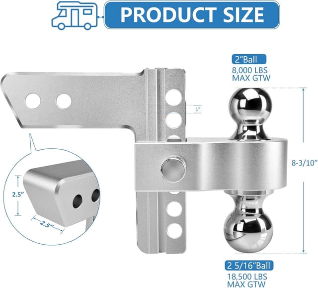 Detalle de Tlvuvmo Adjustable Trailer Hitch 18,500 LBS 🚚