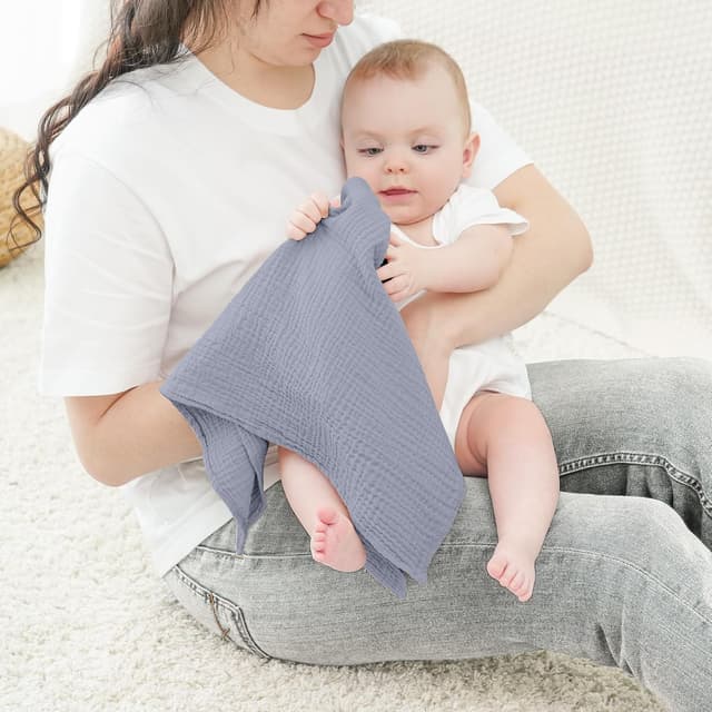 Detalle 2 de Bearmoss Baby-Musselin-Spucktücher Set aus 100% Baumwolle, 6er Pack (60×60 cm)