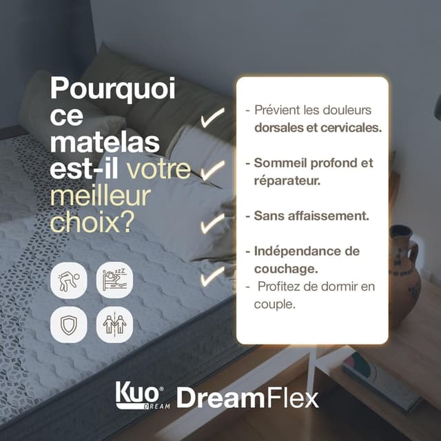 Detalle de KUO Dream DreamFlex materasso in schiuma viscoelastica 23 cm 90x200 cm