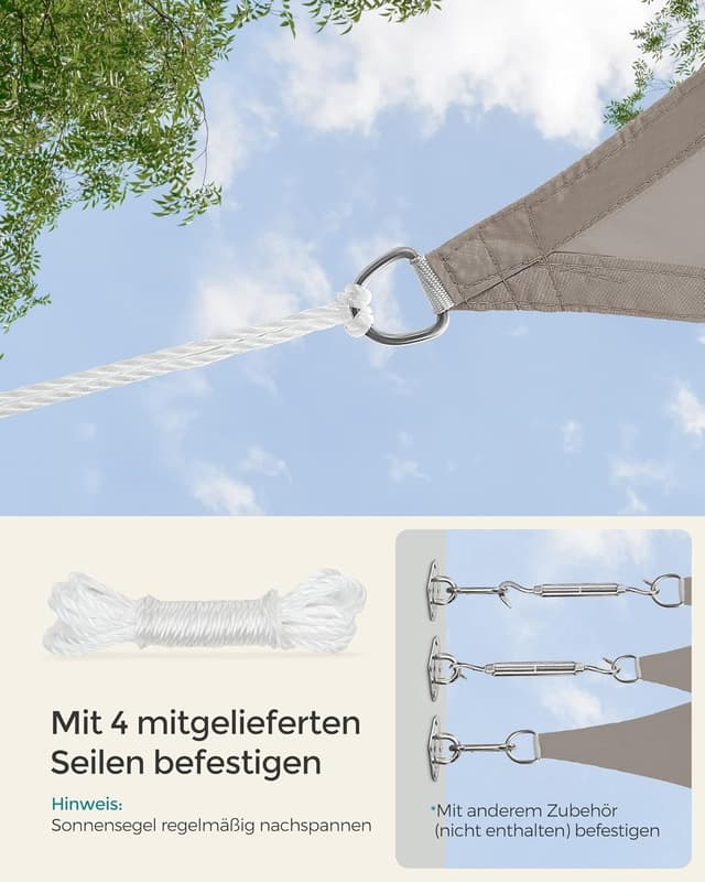 Thumbnail 6 de SONGMICS Sonnensegel 3 x 5 m taupe (GSH35TP) – wasserfest, UV-Schutz 93%