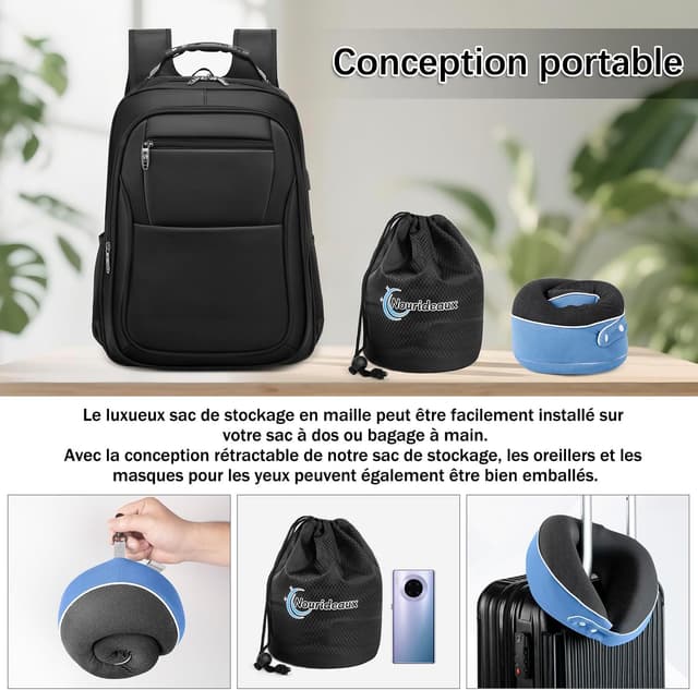 Detalle 1 de Nackenkissen Nourideaux Reise, Flugzeug 3D Set