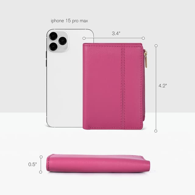 Thumbnail 5 de Full Grain Leather Wallet Nappa Pink 4.2in