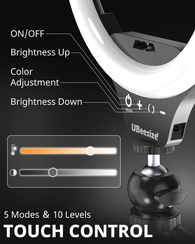 Detalle de UBeesize 12" Ring Light with Phone Holder for Streaming