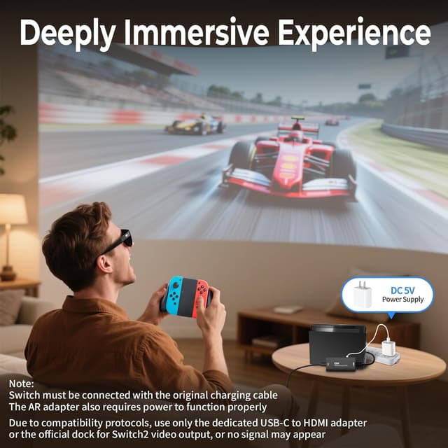 Detalle de Guermok HDMI to USB-C Video Display Adapter (4K@60Hz, AR Glasses Hub, 4.9ft cable) for XREAL One/Air 2 Pro/RayNeo/Rokid & gaming consoles