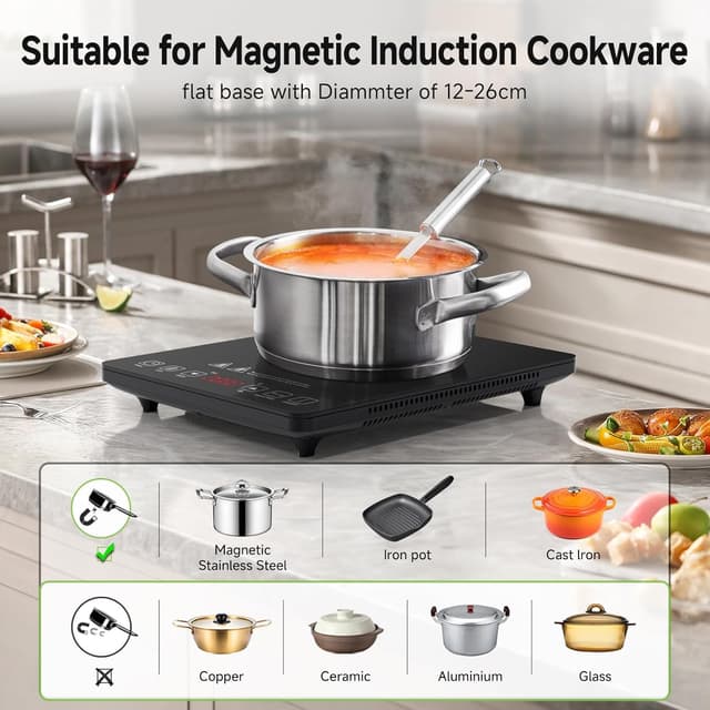 Detalle 2 de AMZCHEF Single Induction Hob 2000W