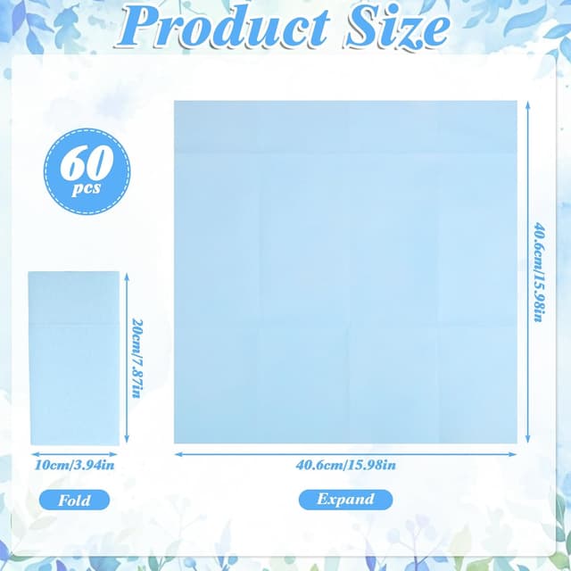 Detalle 2 de NatNarr 60 Pack Light Blue Linen-Feel Paper Napkins with Built-in Flatware Pocket