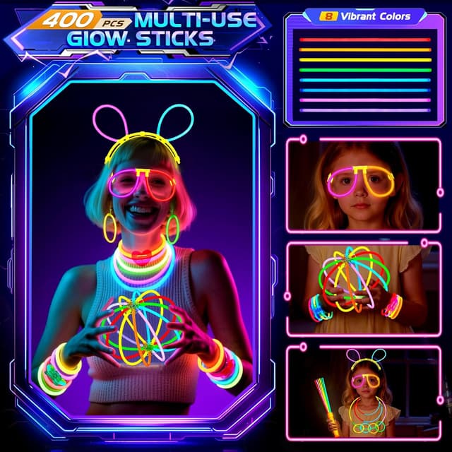 Thumbnail 3 de Knicklichter Party Set 400 Stück mit 180 Stäben