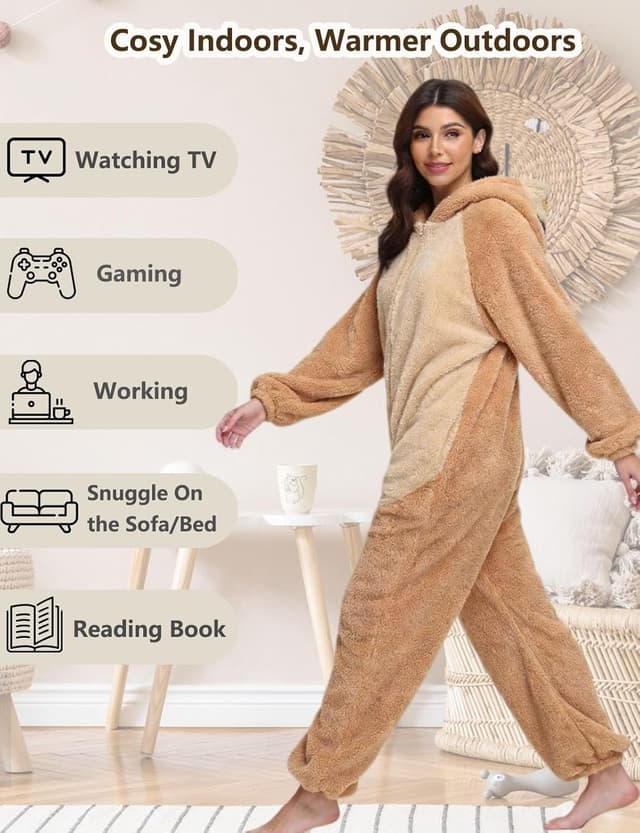 Detalle de chuangminghangqi Pyjama-Jumpsuit aus Fleece für Damen (Unisex Tierkostüm / Onesie)
