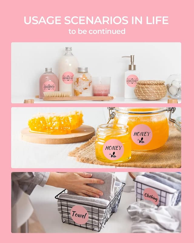 Detalle de MUNBYN 50x50mm Pink Circle Thermal Sticker Labels (2 inch) – direct thermal, self-adhesive round labels for QR codes & DIY