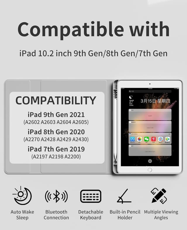 Thumbnail 1 de JKSML Tastatur Hülle für iPad 9./8./7. Generation