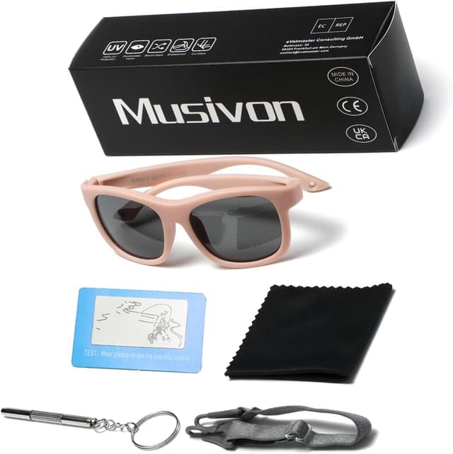 Detalle de Musivon Baby Sunglasses (6 months–2.5 years) with flexible frame, polarised UV lenses and strap