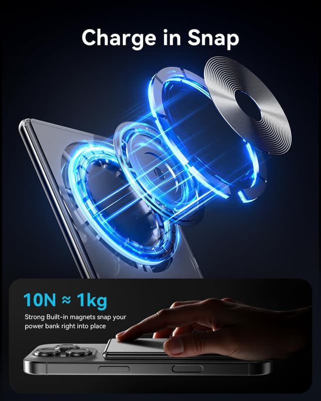 Detalle de Kuulaa MagSafe Power Bank 7mm Ultra-Slim 5000mAh (Magnetic Portable Charger, USB-C Output)