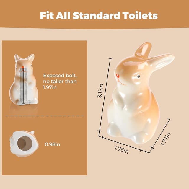 Thumbnail 2 de Bunny Ceramic Toilet Bolt Caps for Decor